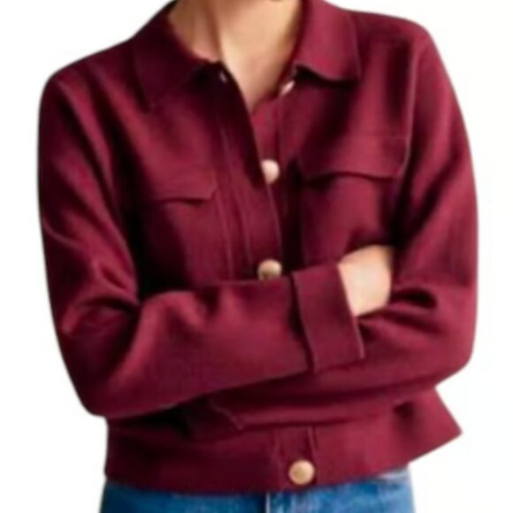 Sezane Betty Cardigan Gold / Burgundy - Size XL - Picture 6 of 6